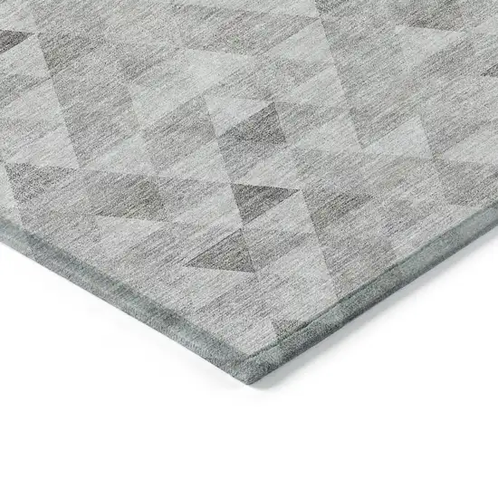 Silver Beige And Taupe Geometric Washable Indoor Outdoor Area Rug Photo 4
