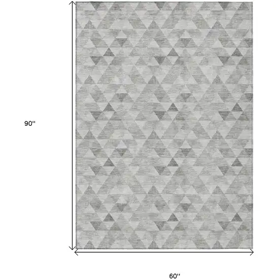 Silver Beige And Taupe Geometric Washable Indoor Outdoor Area Rug Photo 3