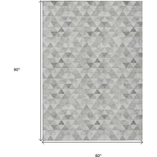Silver Beige And Taupe Geometric Washable Indoor Outdoor Area Rug Photo 3