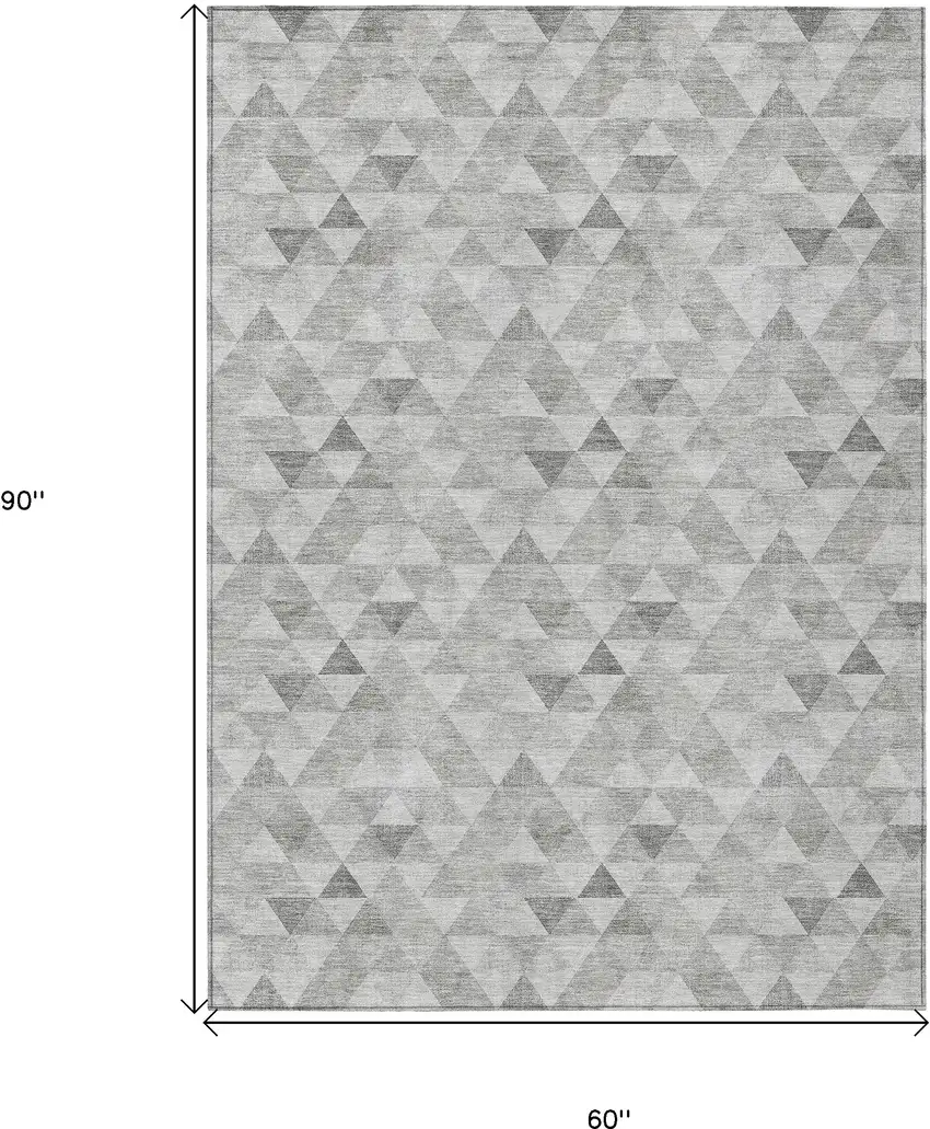 Silver Beige And Taupe Geometric Washable Indoor Outdoor Area Rug Photo 3