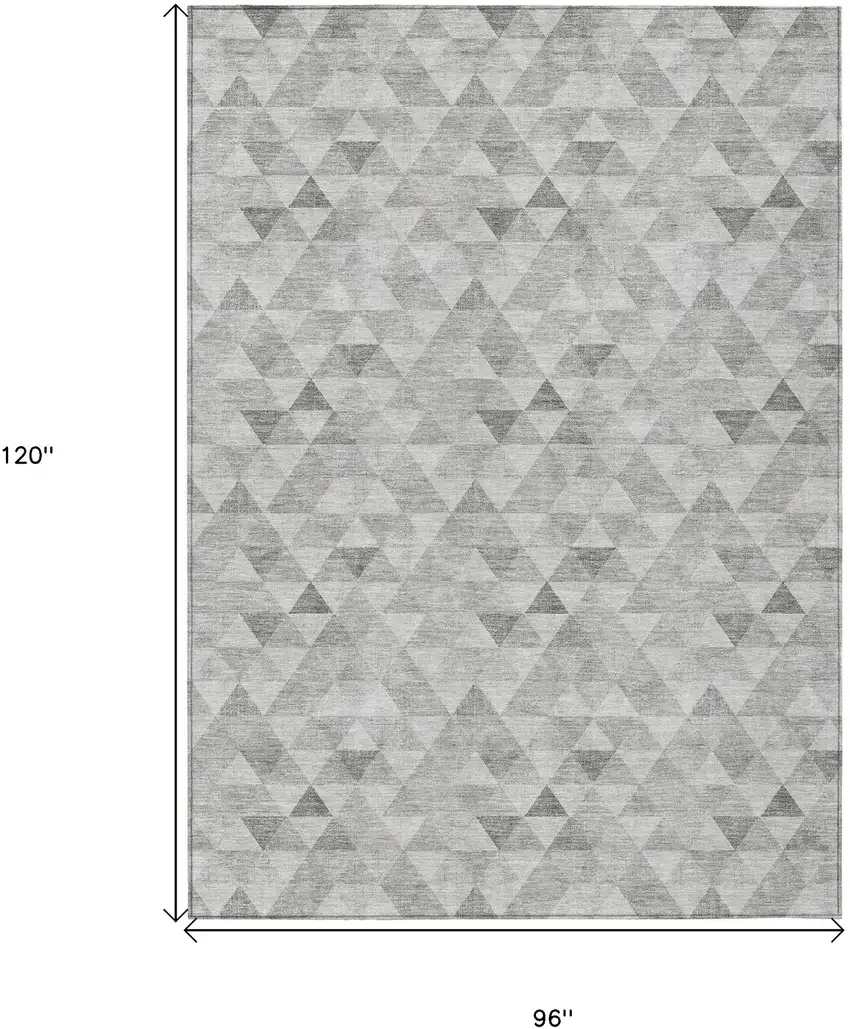 Silver Beige And Taupe Geometric Washable Indoor Outdoor Area Rug Photo 3