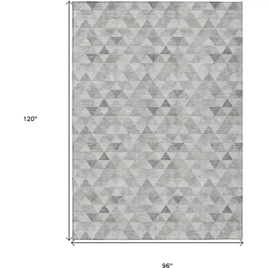 Silver Beige And Taupe Geometric Washable Indoor Outdoor Area Rug Photo 3