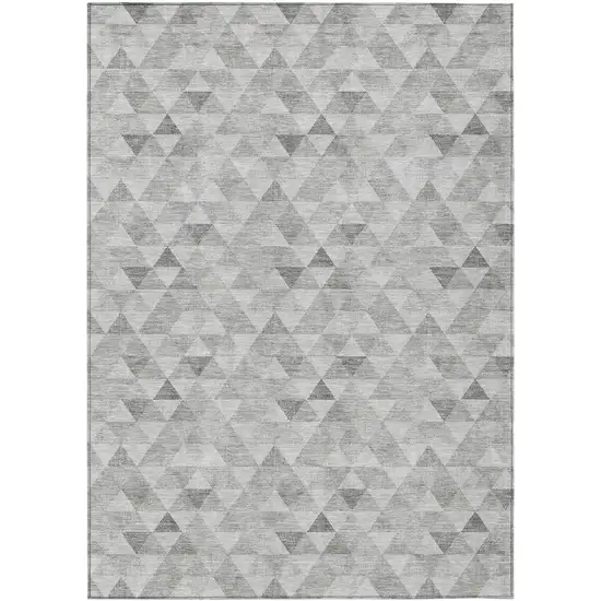 Silver Beige And Taupe Geometric Washable Indoor Outdoor Area Rug Photo 2