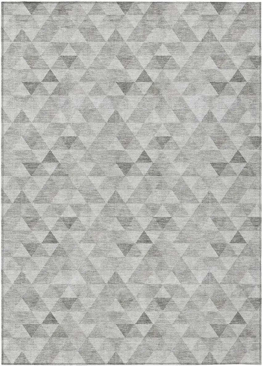Silver Beige And Taupe Geometric Washable Indoor Outdoor Area Rug Photo 2