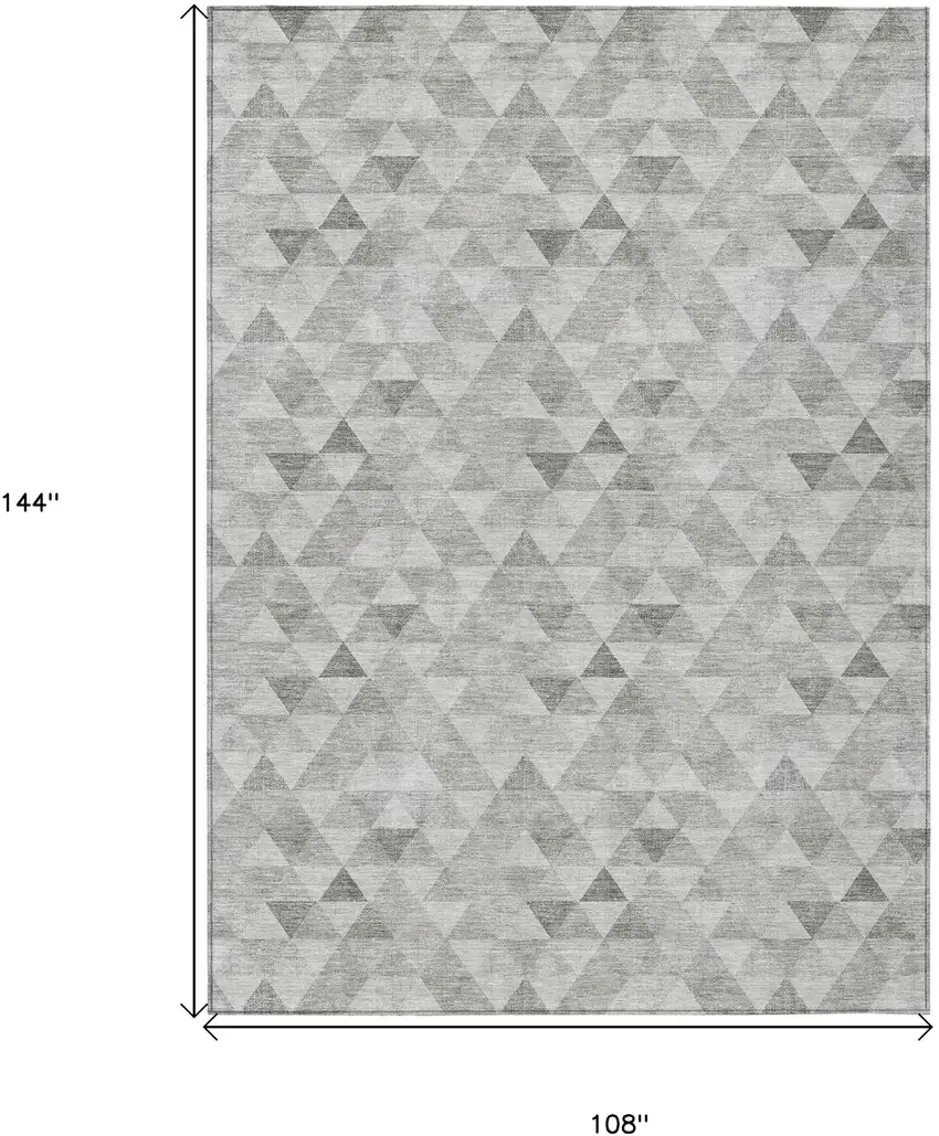 Silver Beige And Taupe Geometric Washable Indoor Outdoor Area Rug Photo 3