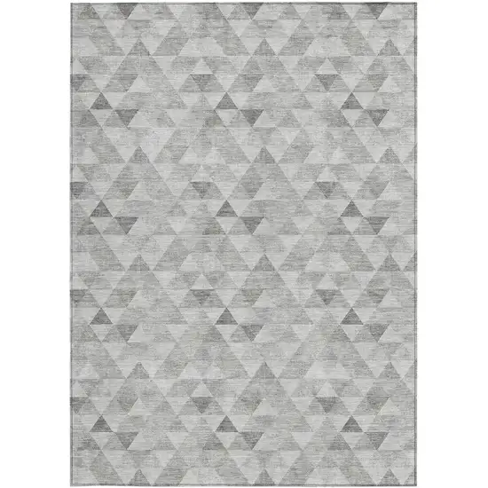 Silver Beige And Taupe Geometric Washable Indoor Outdoor Area Rug Photo 5