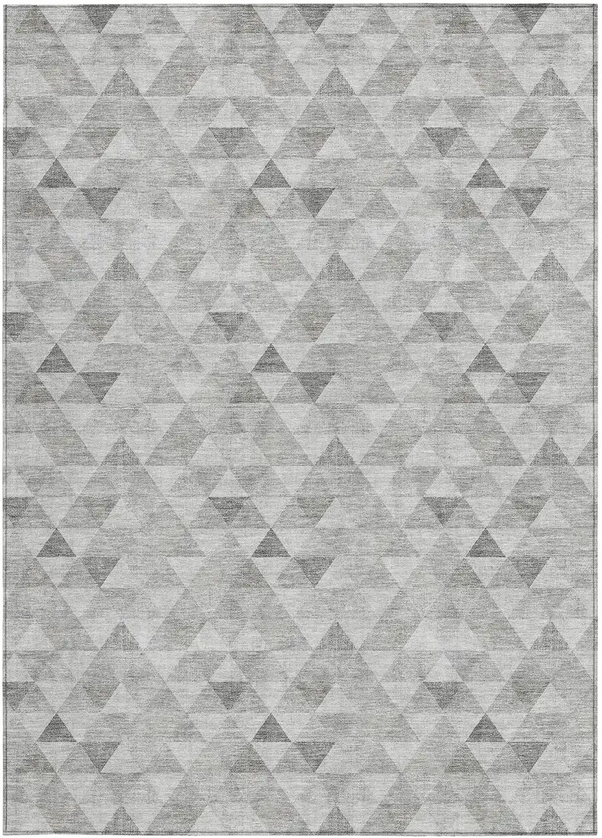 Silver Beige And Taupe Geometric Washable Indoor Outdoor Area Rug Photo 5