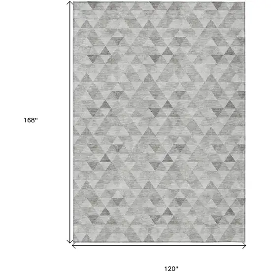 Silver Beige And Taupe Geometric Washable Indoor Outdoor Area Rug Photo 3
