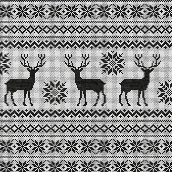 Silver Black And Ivory Deer Washable Indoor Outdoor Area Rug Photo 5