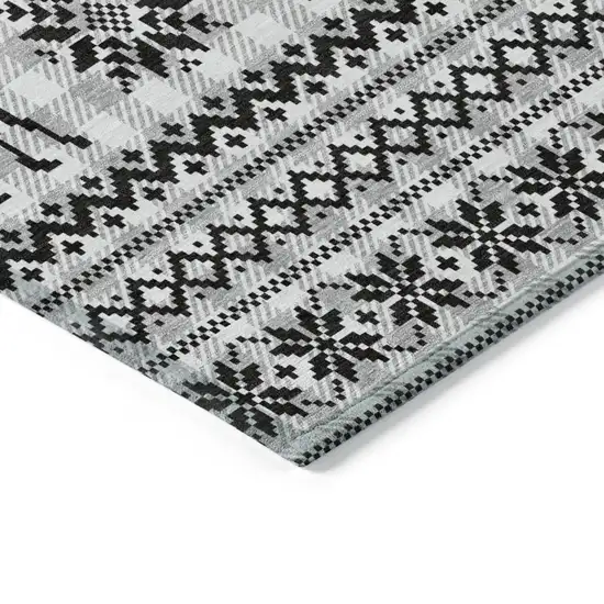 Silver Black And Ivory Deer Washable Indoor Outdoor Area Rug Photo 6