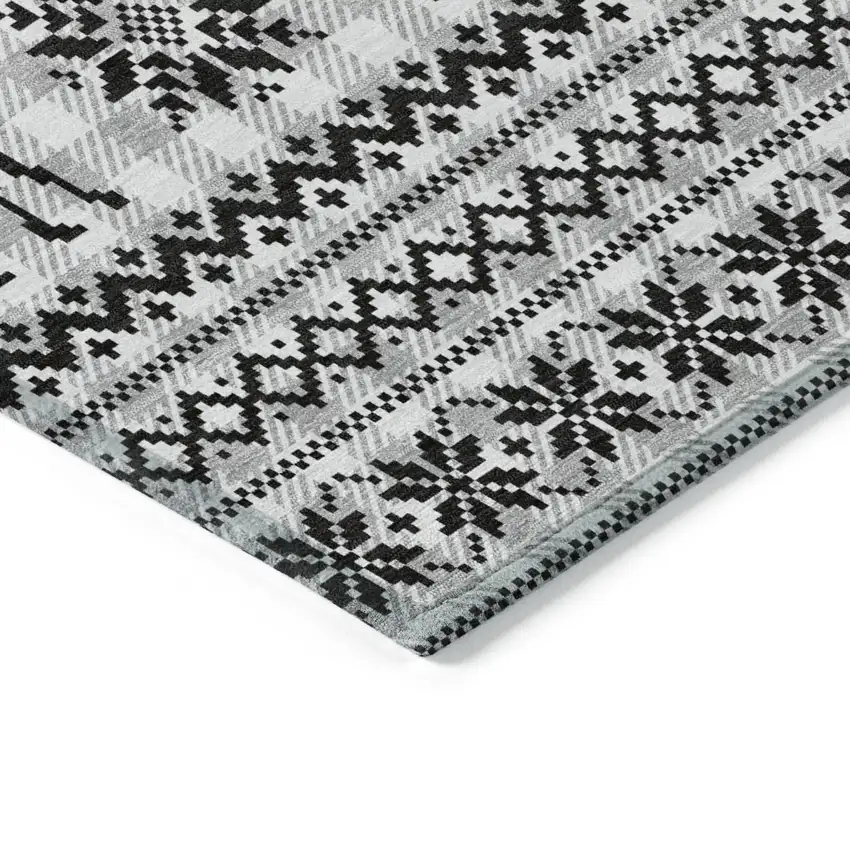 Silver Black And Ivory Deer Washable Indoor Outdoor Area Rug Photo 6
