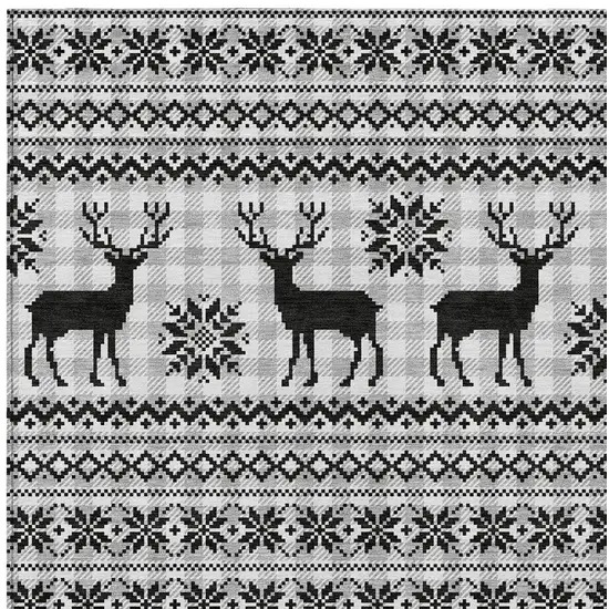 Silver Black And Ivory Animal Print Washable Indoor Outdoor Area Rug Photo 9