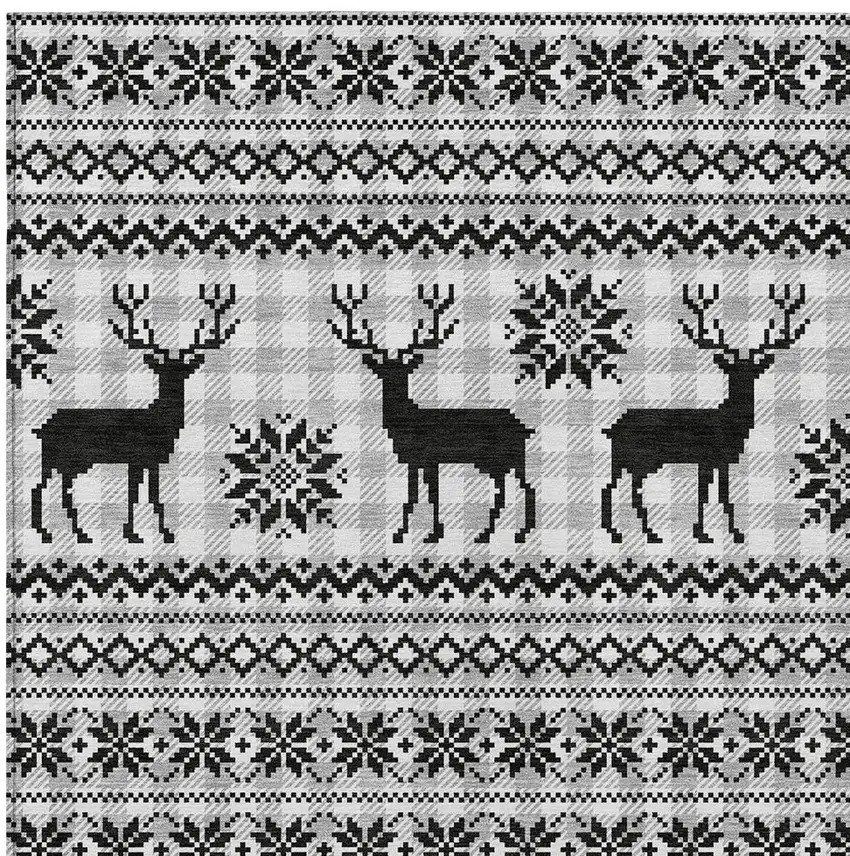 Silver Black And Ivory Animal Print Washable Indoor Outdoor Area Rug Photo 9