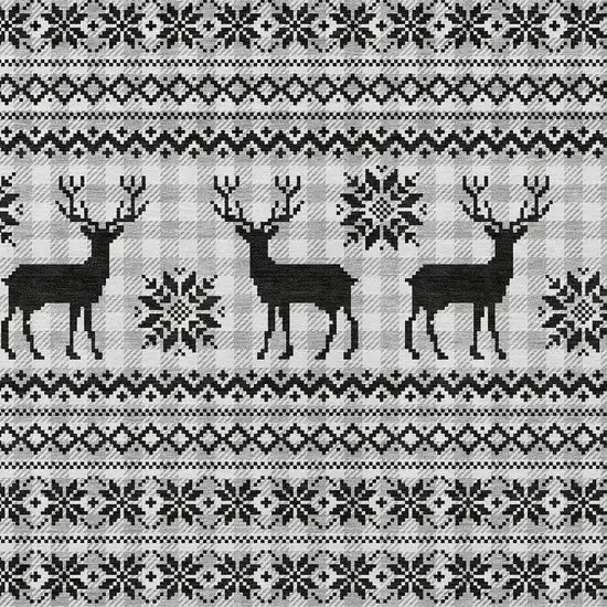 Silver Black And Ivory Animal Print Washable Indoor Outdoor Area Rug Photo 9