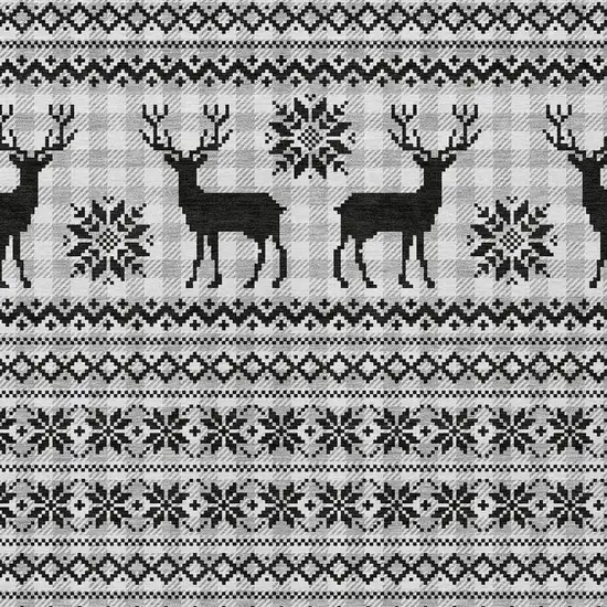 Silver Black And Ivory Animal Print Washable Indoor Outdoor Area Rug Photo 3