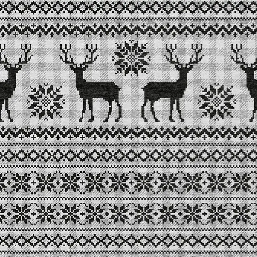 Silver Black And Ivory Animal Print Washable Indoor Outdoor Area Rug Photo 3