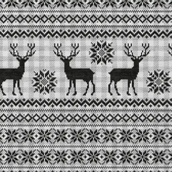 Silver Black And Ivory Deer Washable Indoor Outdoor Area Rug Photo 6