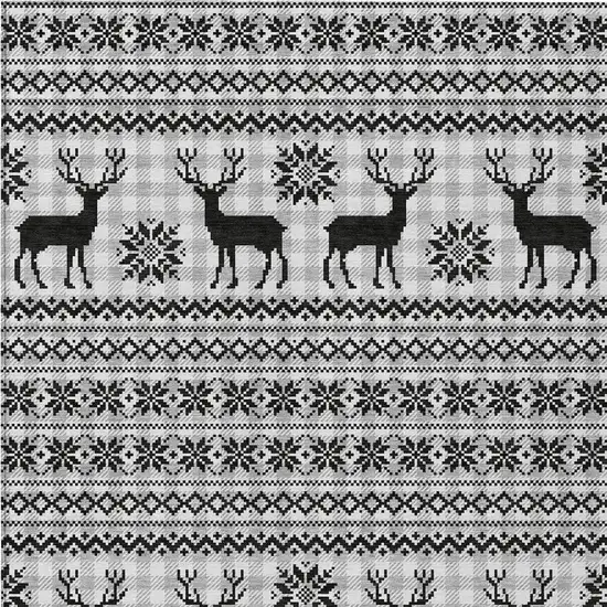 Silver Black And Ivory Deer Washable Indoor Outdoor Area Rug Photo 4