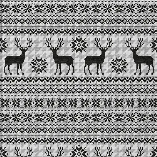 Silver Black And Ivory Deer Washable Indoor Outdoor Area Rug Photo 7