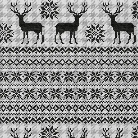 Silver Black And Ivory Deer Washable Indoor Outdoor Area Rug Photo 3