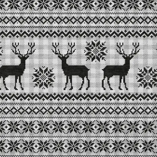 Silver Black And Ivory Animal Print Washable Indoor Outdoor Area Rug Photo 3