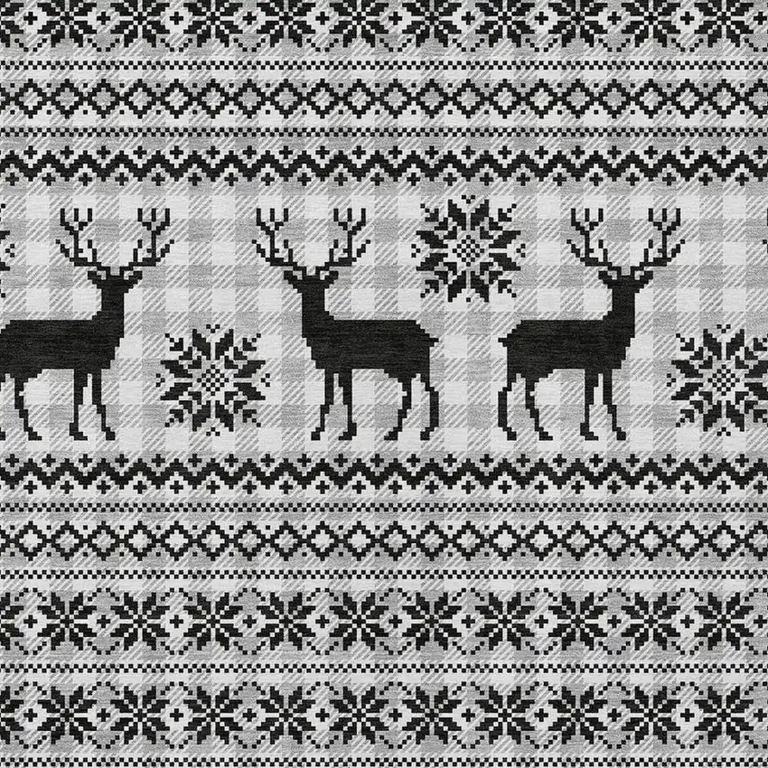 Silver Black And Ivory Animal Print Washable Indoor Outdoor Area Rug Photo 3