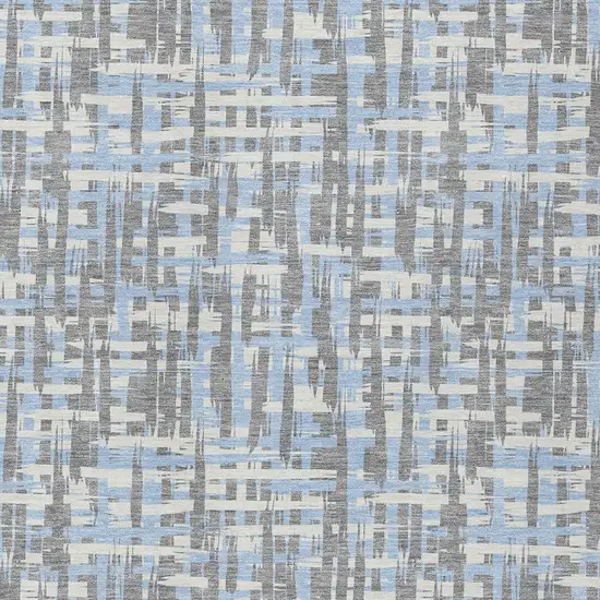 Silver Blue And Beige Abstract Washable Indoor Outdoor Area Rug Photo 6
