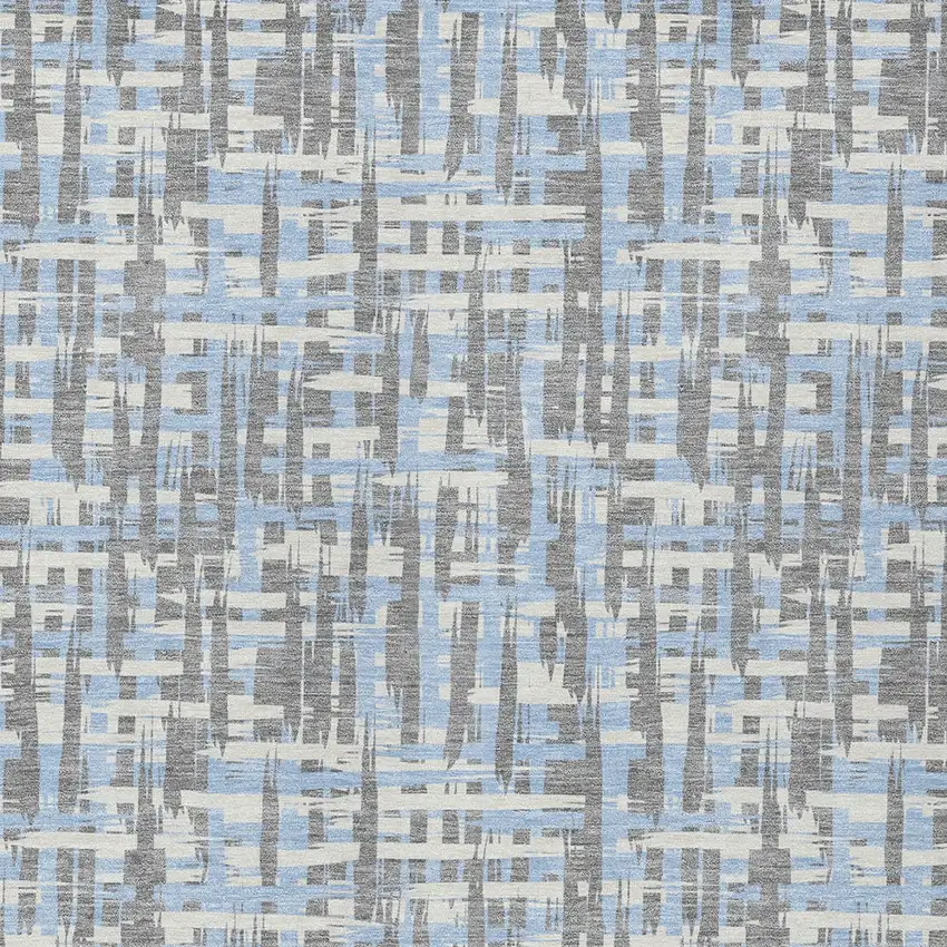 Silver Blue And Beige Abstract Washable Indoor Outdoor Area Rug Photo 6