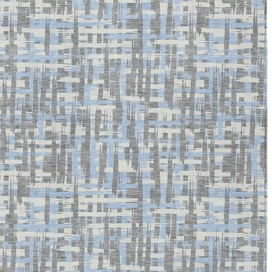 Silver Blue And Beige Abstract Washable Indoor Outdoor Area Rug Photo 6