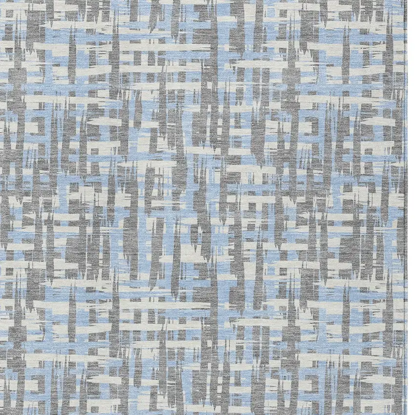 Silver Blue And Beige Abstract Washable Indoor Outdoor Area Rug Photo 6