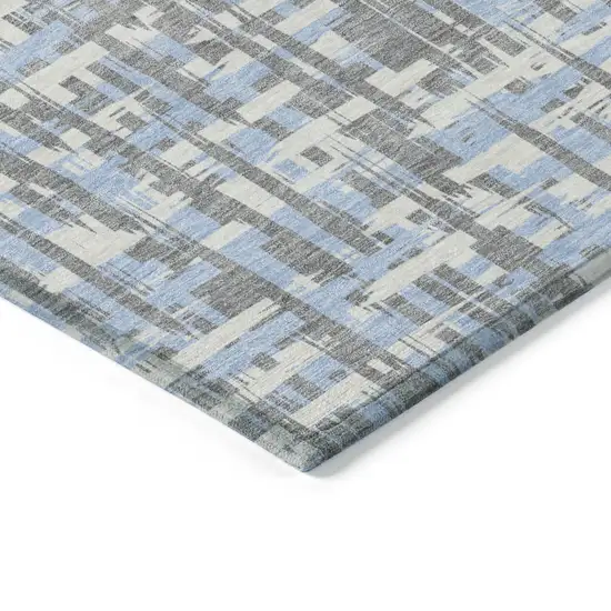 Silver Blue And Beige Abstract Washable Indoor Outdoor Area Rug Photo 3