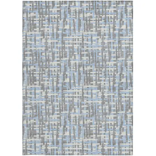 Silver Blue And Beige Abstract Washable Indoor Outdoor Area Rug Photo 7