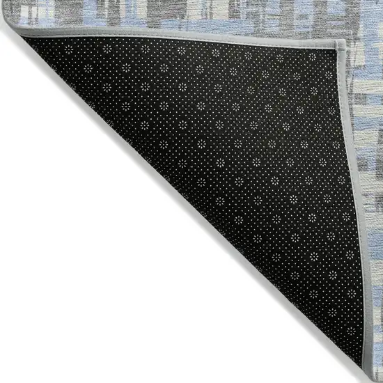 Silver Blue And Beige Abstract Washable Indoor Outdoor Area Rug Photo 4