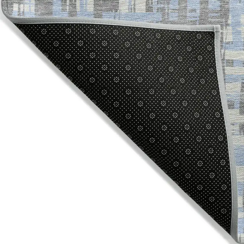 Silver Blue And Beige Abstract Washable Indoor Outdoor Area Rug Photo 4