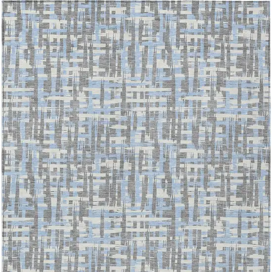 Silver Blue And Beige Abstract Washable Indoor Outdoor Area Rug Photo 7