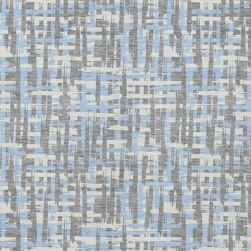 Silver Blue And Beige Abstract Washable Indoor Outdoor Area Rug Photo 6