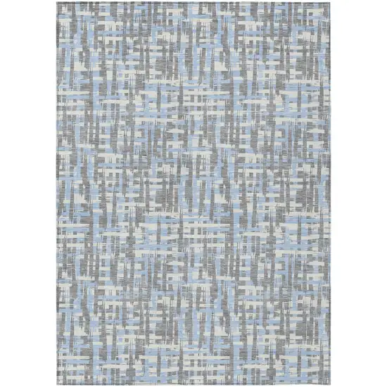 Silver Blue And Beige Abstract Washable Indoor Outdoor Area Rug Photo 2