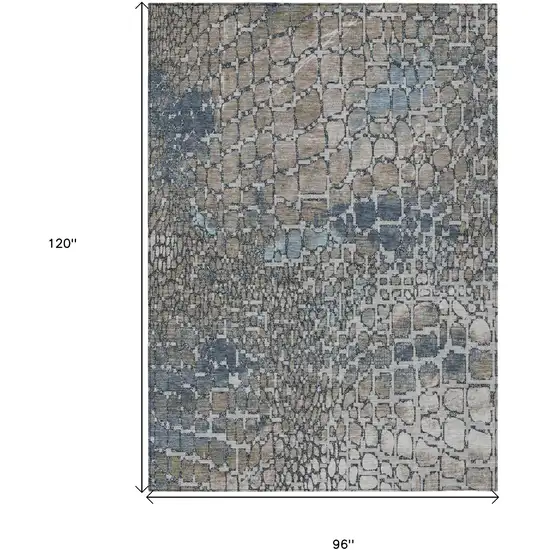 Silver Blue And Brown Abstract Washable Indoor Outdoor Area Rug Photo 3