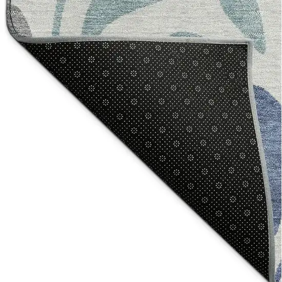 Silver Blue And Gray Botanical Leaves Washable Indoor Outdoor Area Rug Photo 8