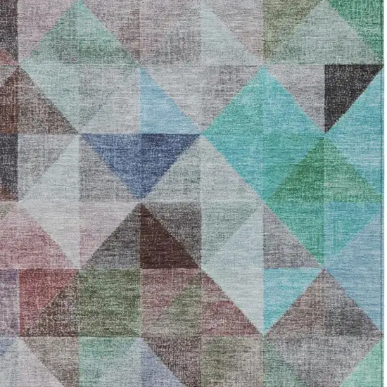 Silver Blue And Purple Geometric Washable Indoor Outdoor Area Rug Photo 9