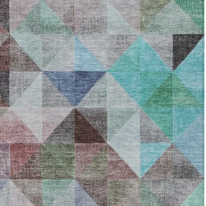 Silver Blue And Purple Geometric Washable Indoor Outdoor Area Rug Photo 9