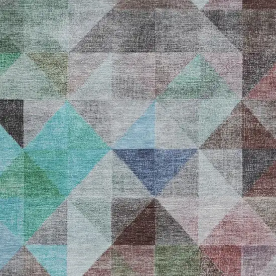 Silver Blue And Purple Geometric Washable Indoor Outdoor Area Rug Photo 3