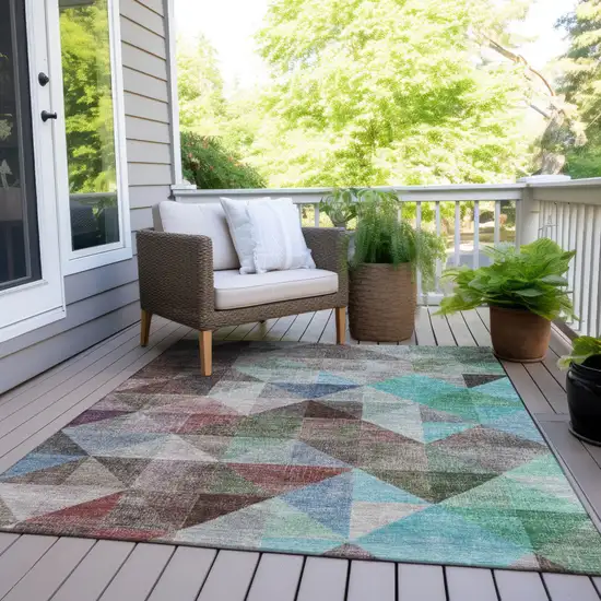 Silver Blue And Purple Geometric Washable Indoor Outdoor Area Rug Photo 7