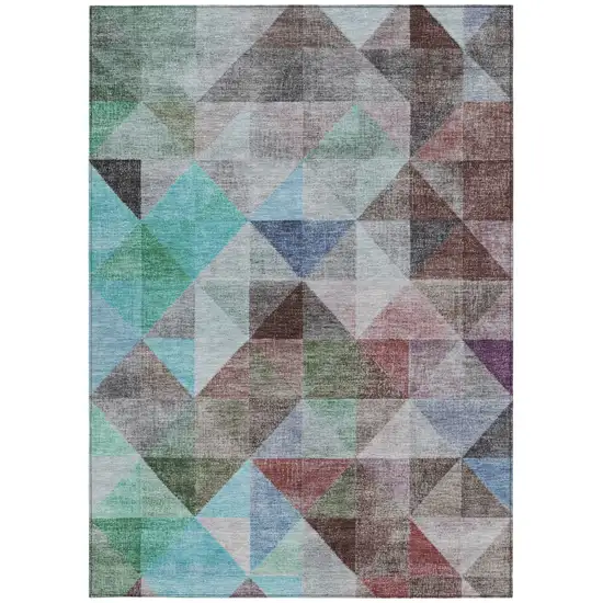 Silver Blue And Purple Geometric Washable Indoor Outdoor Area Rug Photo 1