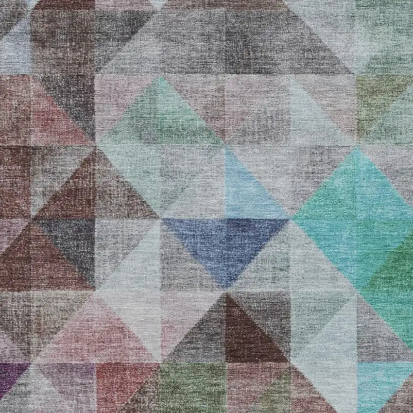 Silver Blue And Purple Geometric Washable Indoor Outdoor Area Rug Photo 9