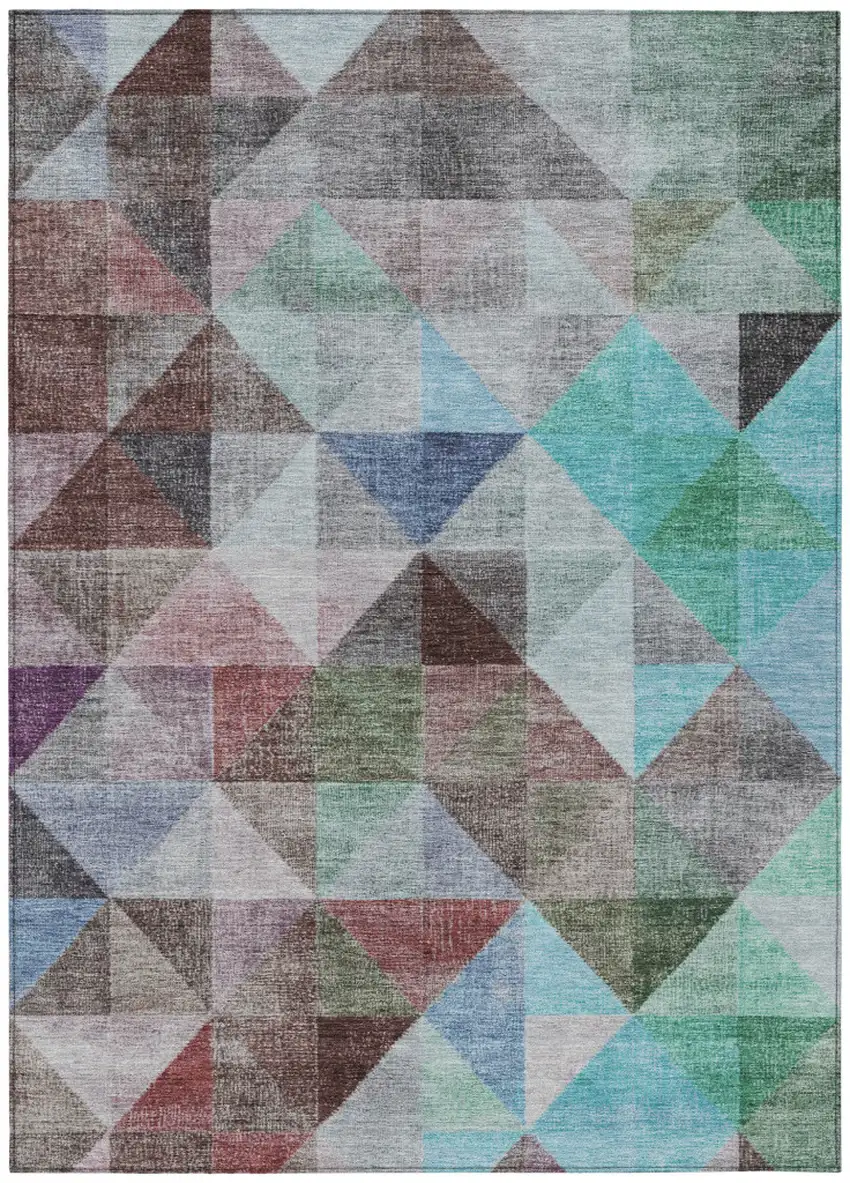 Silver Blue And Purple Geometric Washable Indoor Outdoor Area Rug Photo 7