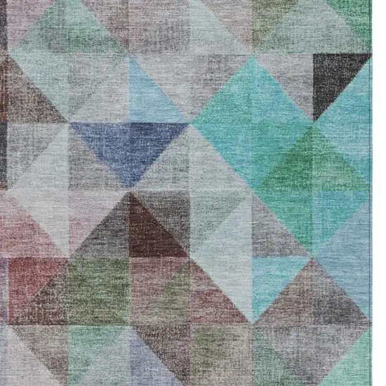 Silver Blue And Purple Geometric Washable Indoor Outdoor Area Rug Photo 9