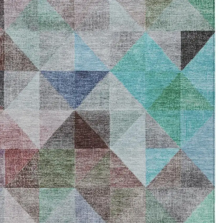 Silver Blue And Purple Geometric Washable Indoor Outdoor Area Rug Photo 9