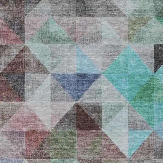 Silver Blue And Purple Geometric Washable Indoor Outdoor Area Rug Photo 9