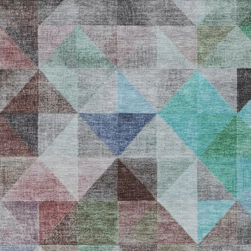 Silver Blue And Purple Geometric Washable Indoor Outdoor Area Rug Photo 9